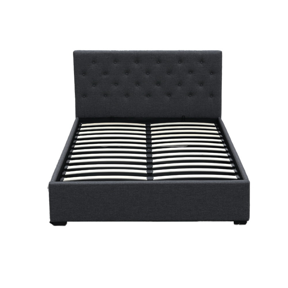 TWSC Bed Frame Double Size Gas Lift Charcoal VILA