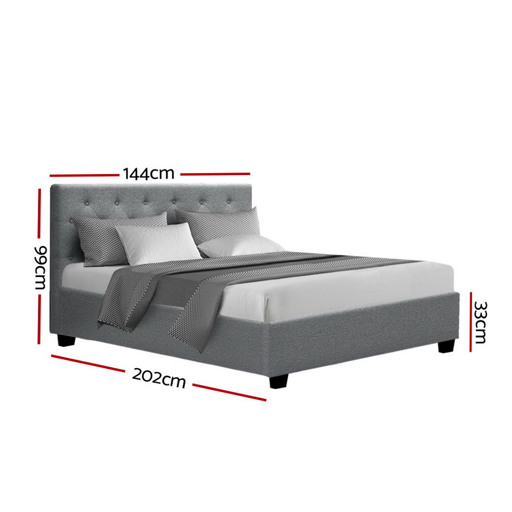 TWSC Bed Frame Double Size Gas Lift Grey VILA