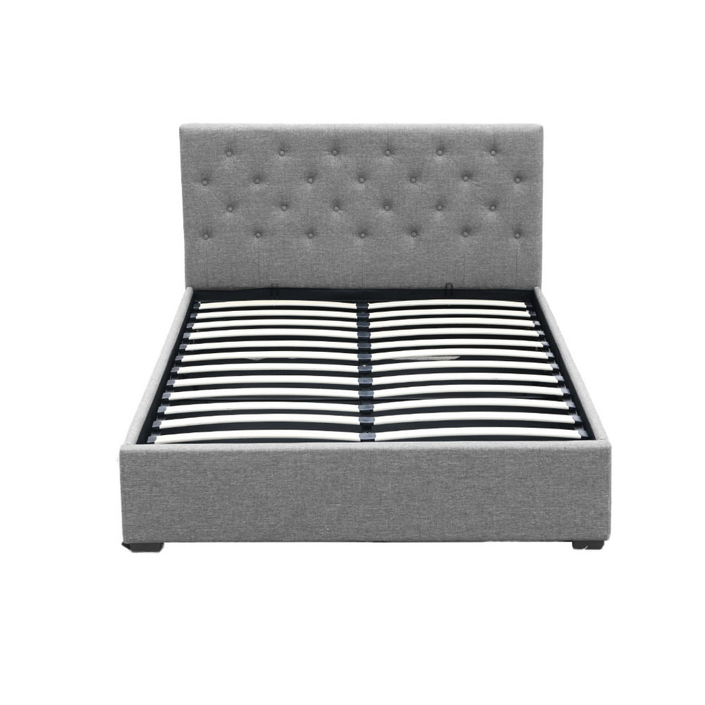 TWSC Bed Frame Double Size Gas Lift Grey VILA