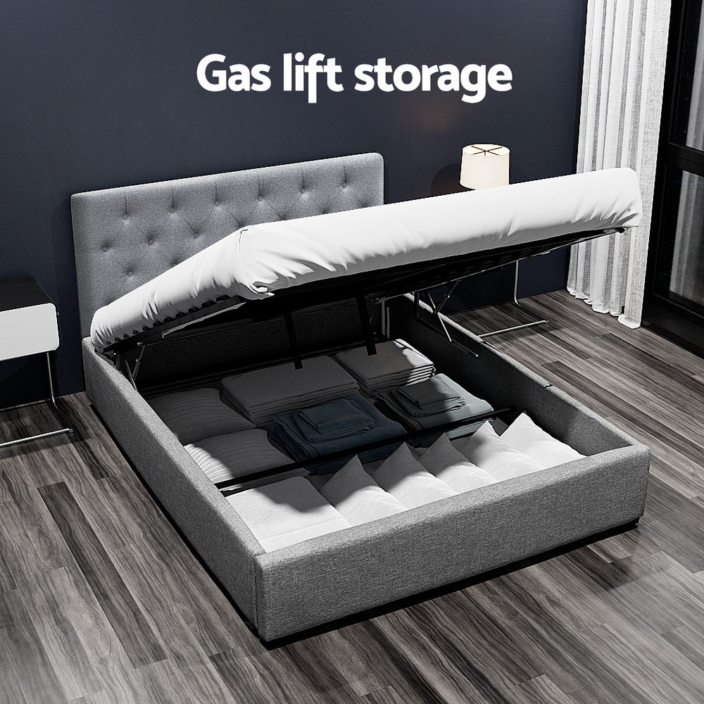 TWSC Bed Frame Double Size Gas Lift Grey VILA