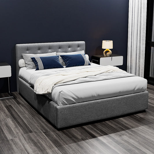 TWSC Bed Frame Double Size Gas Lift Grey VILA