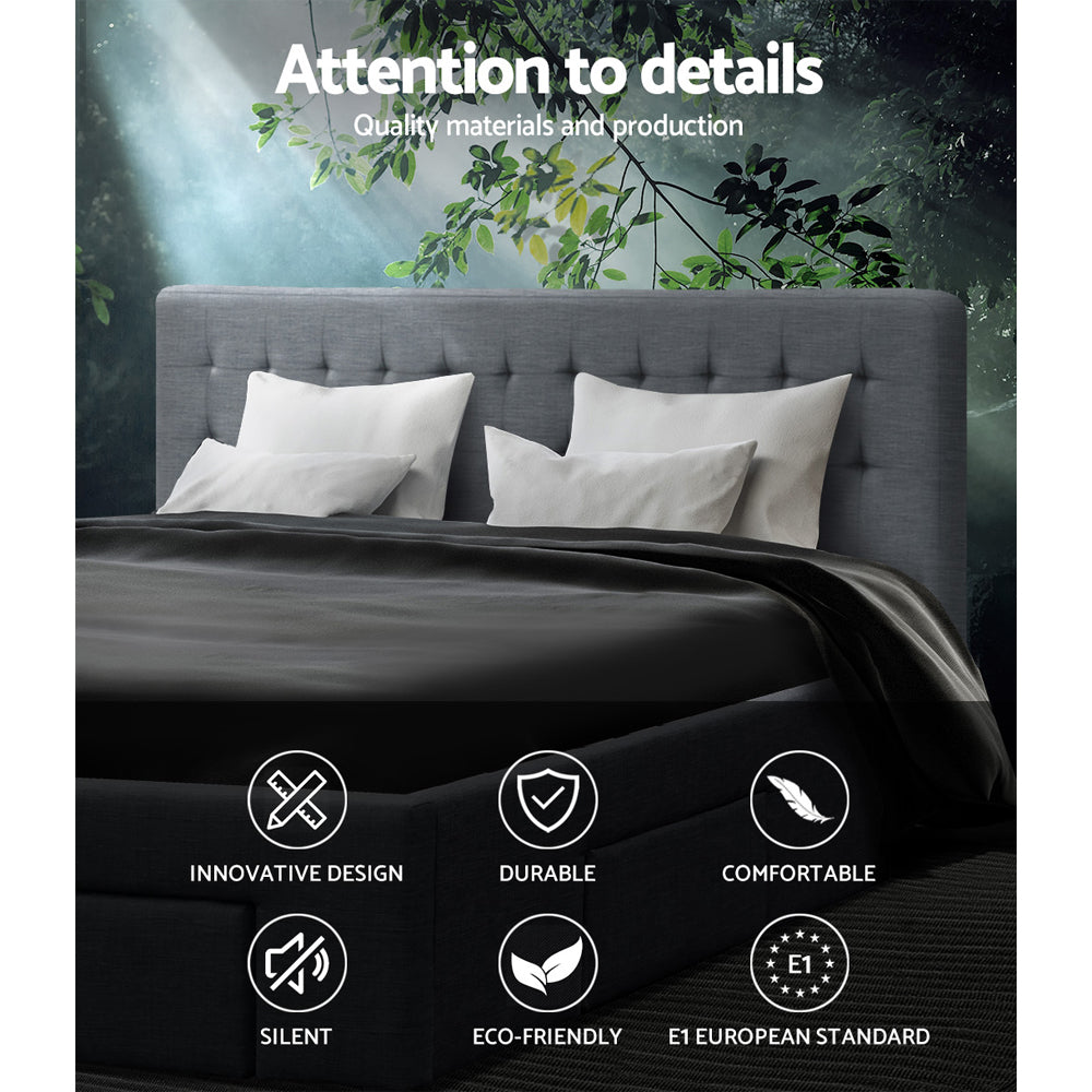 TWSC Bed Frame King Size with 4 Drawers Grey AVIO