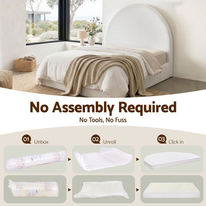TWSC Double Bed Frame Boucle Fabric Vacuum Compressed Beds Removable Washable Cover No-Assembly