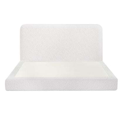 TWSC Double Bed Frame Boucle Fabric Vacuum Compressed Beds Removable Washable Cover