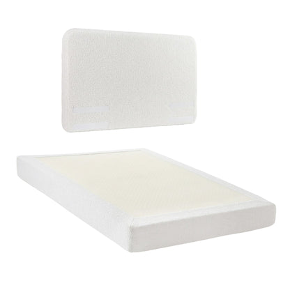 TWSC Double Bed Frame Boucle Fabric Vacuum Compressed Beds Removable Washable Cover