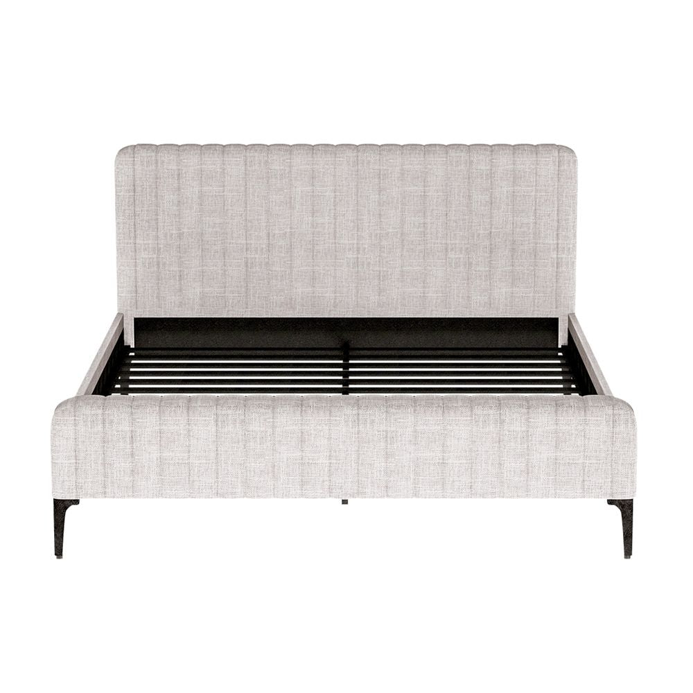 Ammy Bed Frame – Upholstered Faux Linen, King Size, Beige