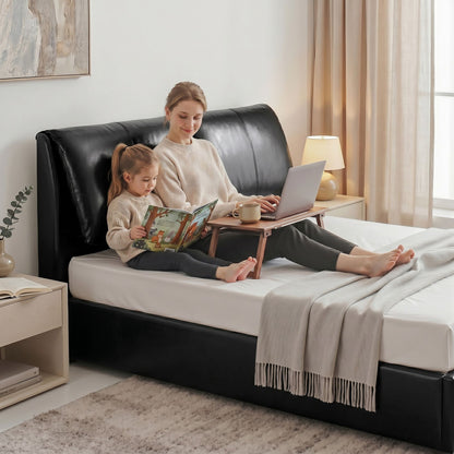 TWSC King Bed Frame Gas Lift Storage 3 Drawers Adjustable Headboard Platform Bed Black