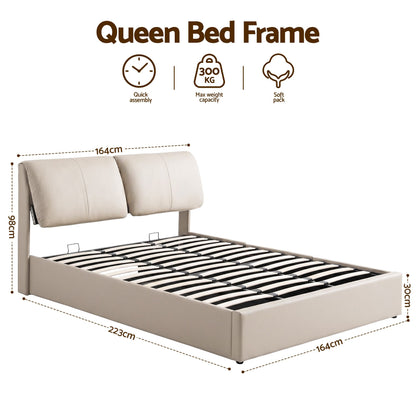 TWSC Queen Bed Frame Gas Lift Storage 3 Drawers Adjustable Headboard Platform Base