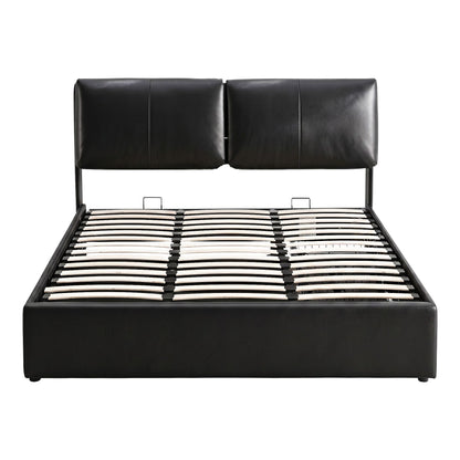 TWSC Queen Bed Frame Gas Lift Storage 3 Drawers Adjustable Headboard Platform Bed Black