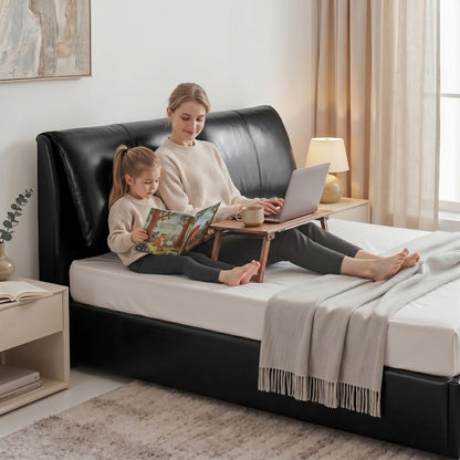 TWSC Queen Bed Frame Gas Lift Storage 3 Drawers Adjustable Headboard Platform Bed Black
