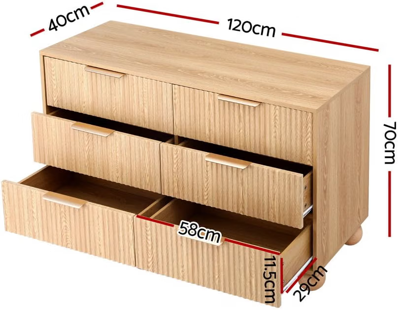 TWSC Boucle Queen Bed Frame and Chest of 6 Drawers Bedroom Set