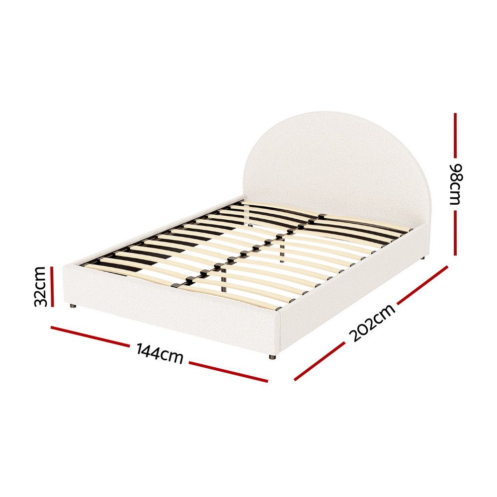 TWSC Bed Frame Gas Lift Strorage Beds Base Platform Boucle Fabric Double ELLA