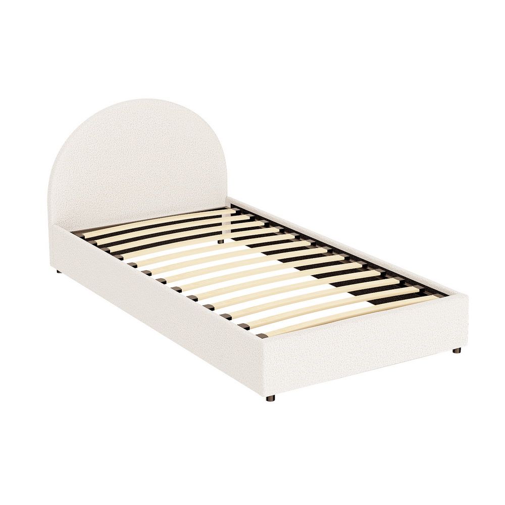 TWSC Bed Frame Gas Lift Strorage Beds Base Platform Boucle Fabric King Single ELLA