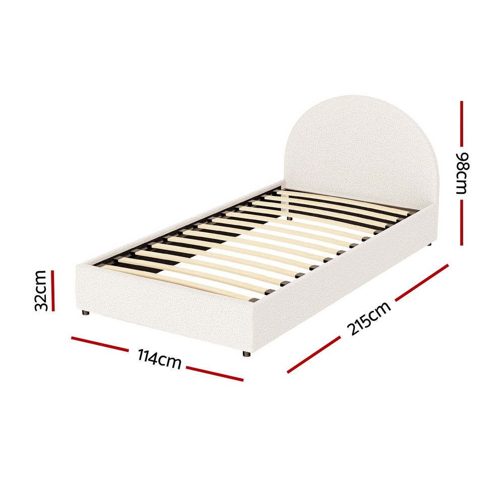 TWSC Bed Frame Gas Lift Strorage Beds Base Platform Boucle Fabric King Single ELLA