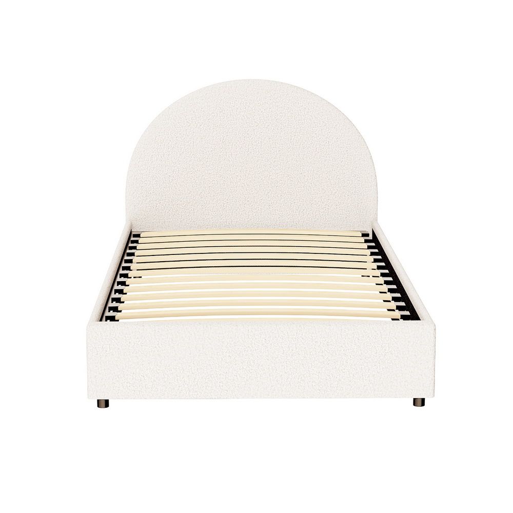 TWSC Bed Frame Gas Lift Strorage Beds Base Platform Boucle Fabric King Single ELLA