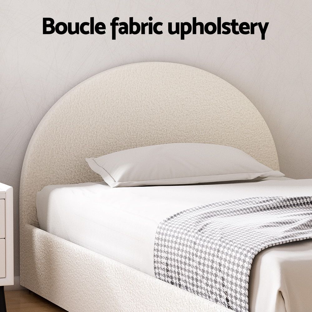 TWSC Bed Frame Gas Lift Strorage Beds Base Platform Boucle Fabric King Single ELLA