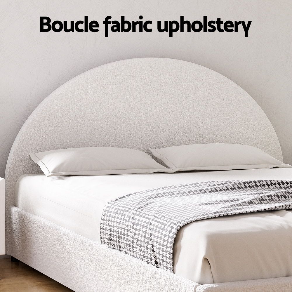 Ella Bed Frame – Gas Lift Storage, Queen, Boucle Fabric