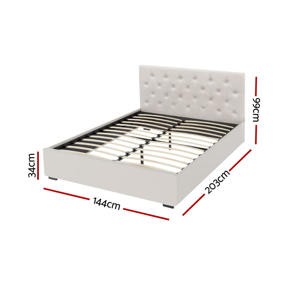 Artiss Bed Frame Gas Lift Beige VILA
