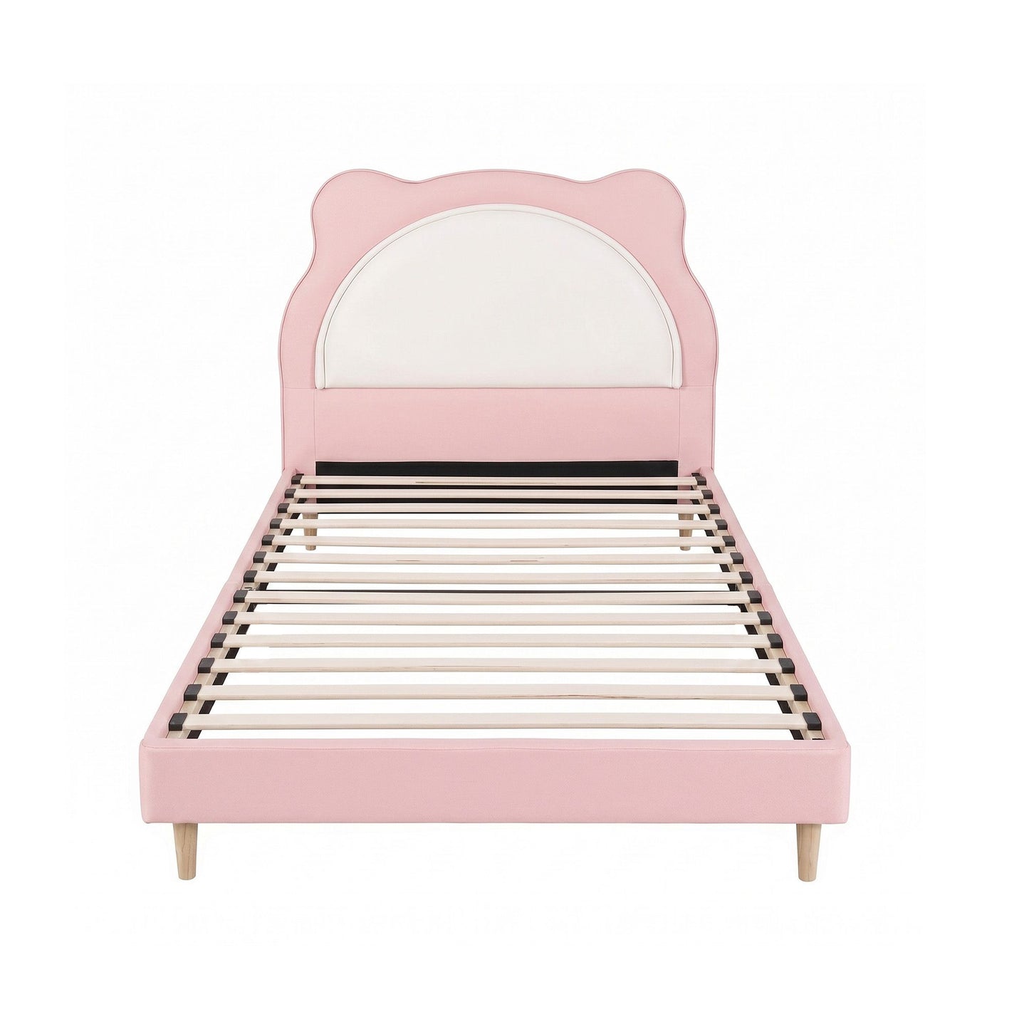 King Single Kids Bed Frame – Pink Upholstered with Cute Animal Design