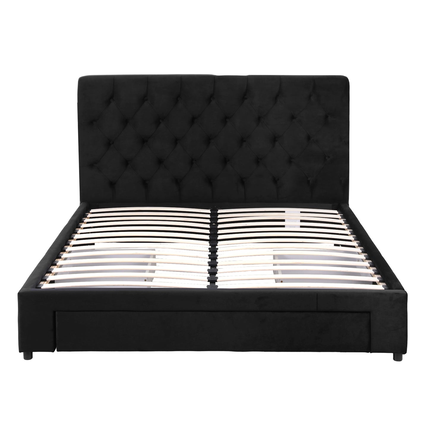 Double Upholstered Bed Frame – Storage Drawers with USB and Type-C Charging Ports