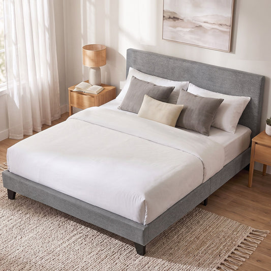 Neo Bed Frame – Padded Headboard, King Size Grey