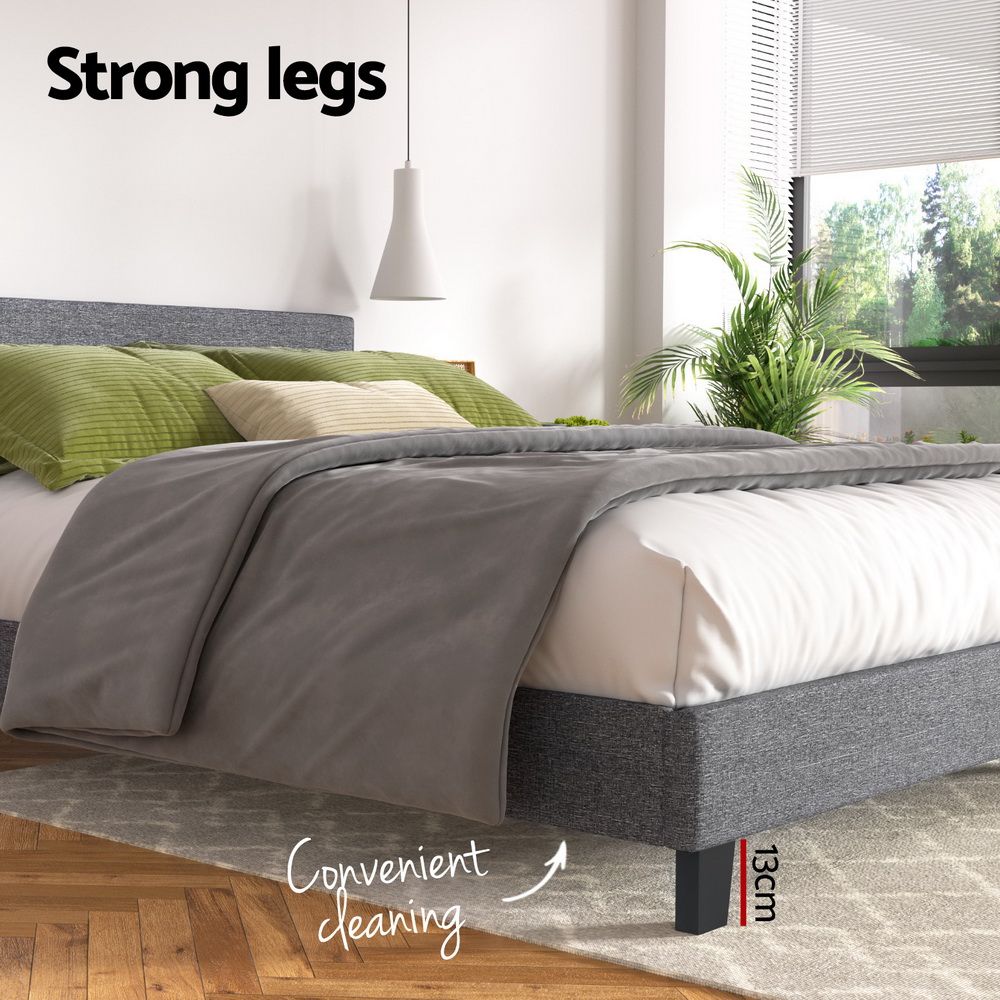 Neo Bed Frame – Padded Headboard, King Size Grey