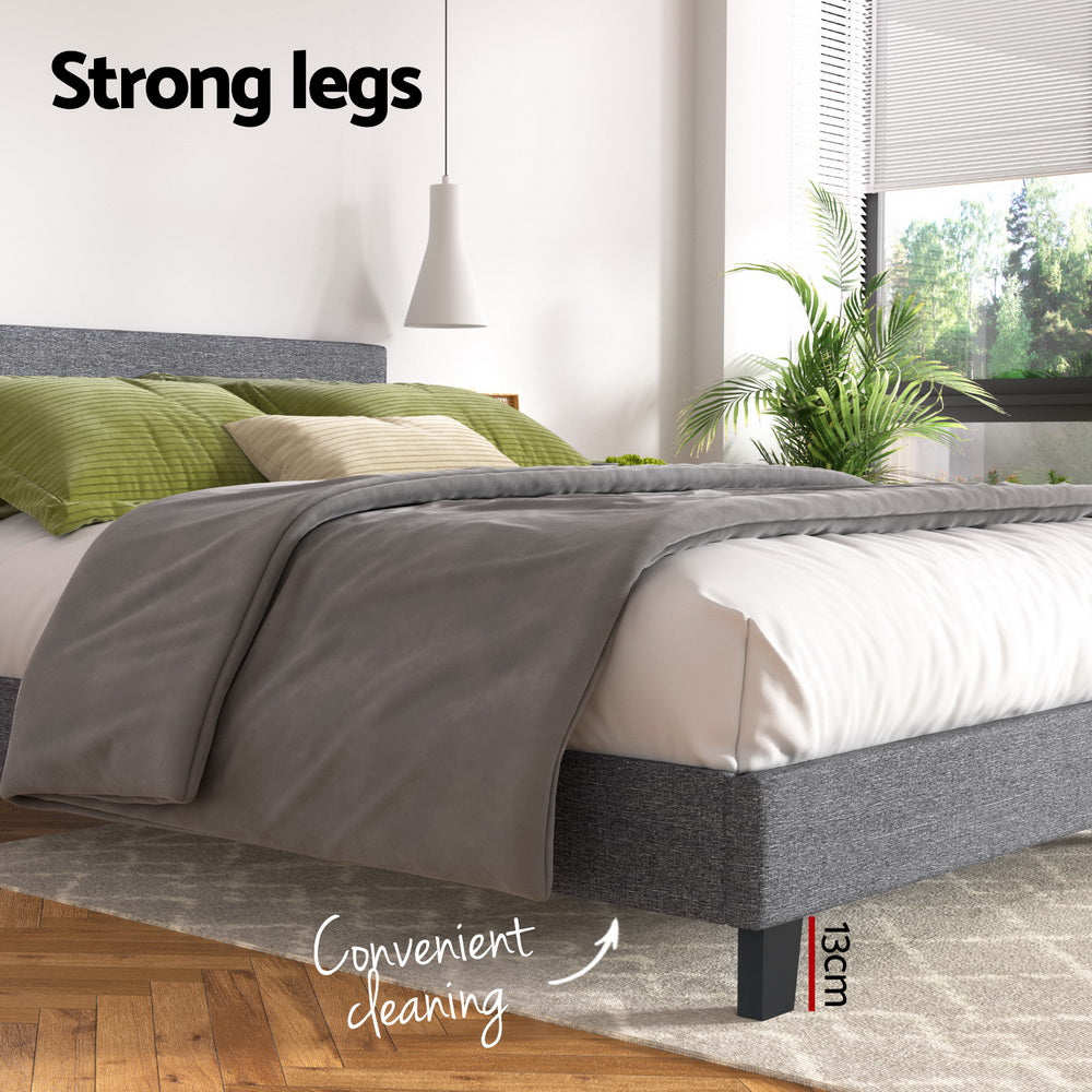 Neo Bed Frame – Padded Headboard, King Size Grey