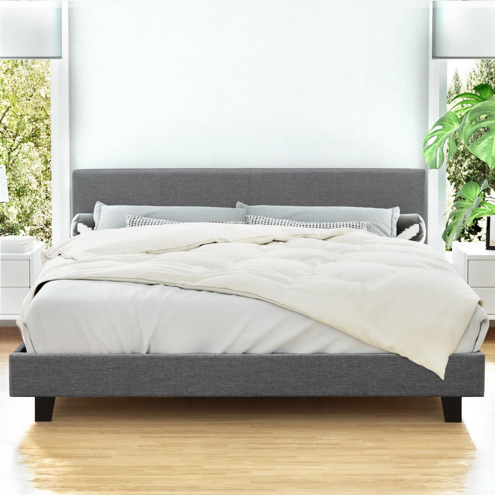 Neo Bed Frame – Padded Headboard, King Size Grey