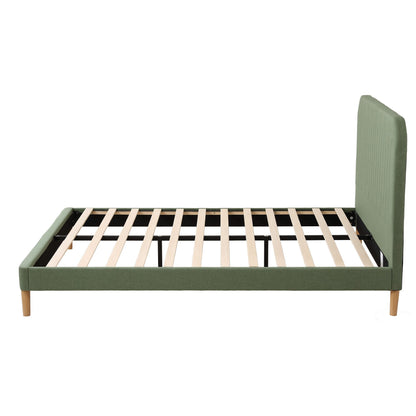 Artiss Queen Bed Frame, Green Fabric, Padded Headboard, 300kg Capacity