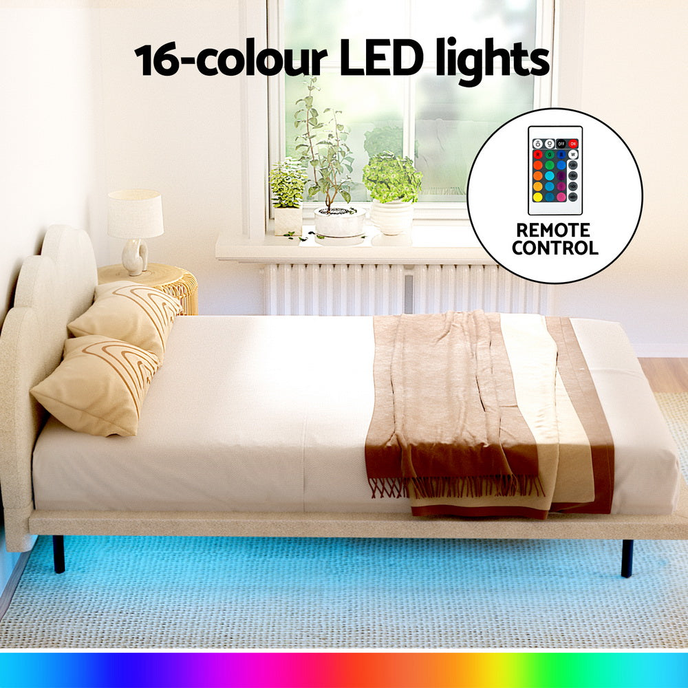 Artiss Bed Frame Boucle Beige SASA