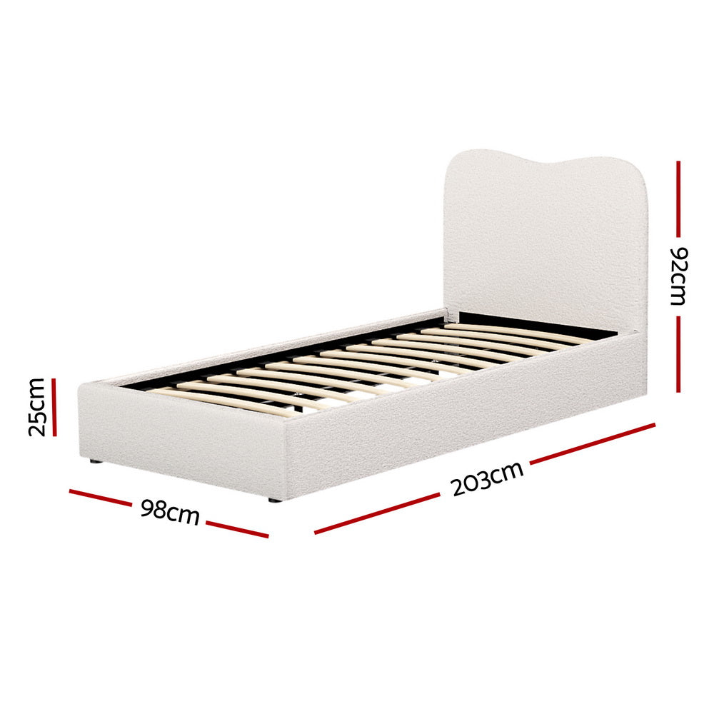 Dara Bed Frame – Boucle Upholstery, Single Size, Beige