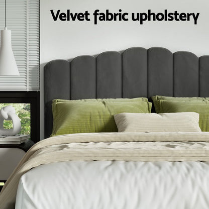 TWSC Bed Frame Double Size Velvet Grey FION