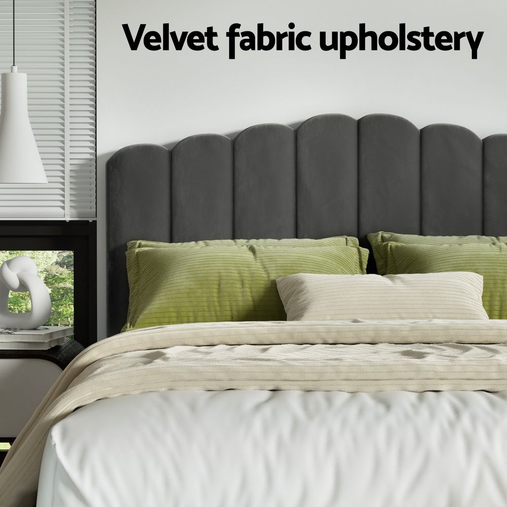 TWSC Bed Frame Queen Size Velvet Grey FION
