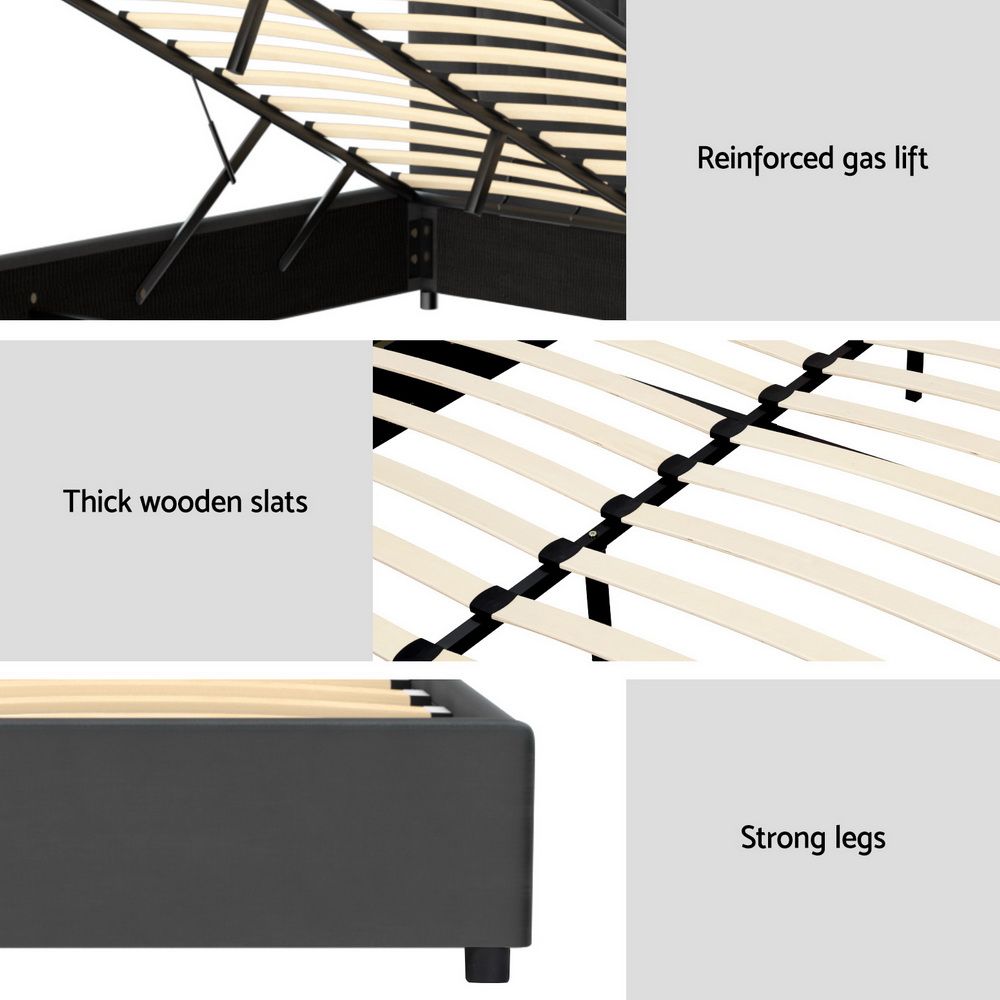 TWSC Bed Frame Queen Size Velvet Grey FION