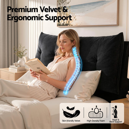 TWSC Queen Bed Frame with Horizontal Gas Lift Storage with LED Light USB Type-C Charging Station Black Velvet