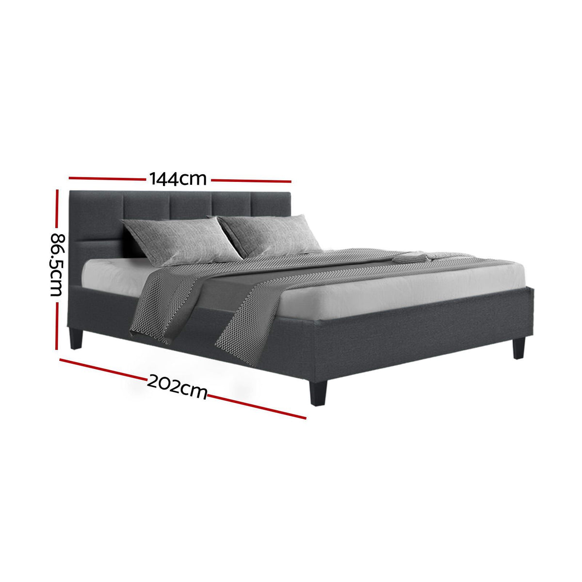 TWSC Bed Frame Double Size Charcoal TINO