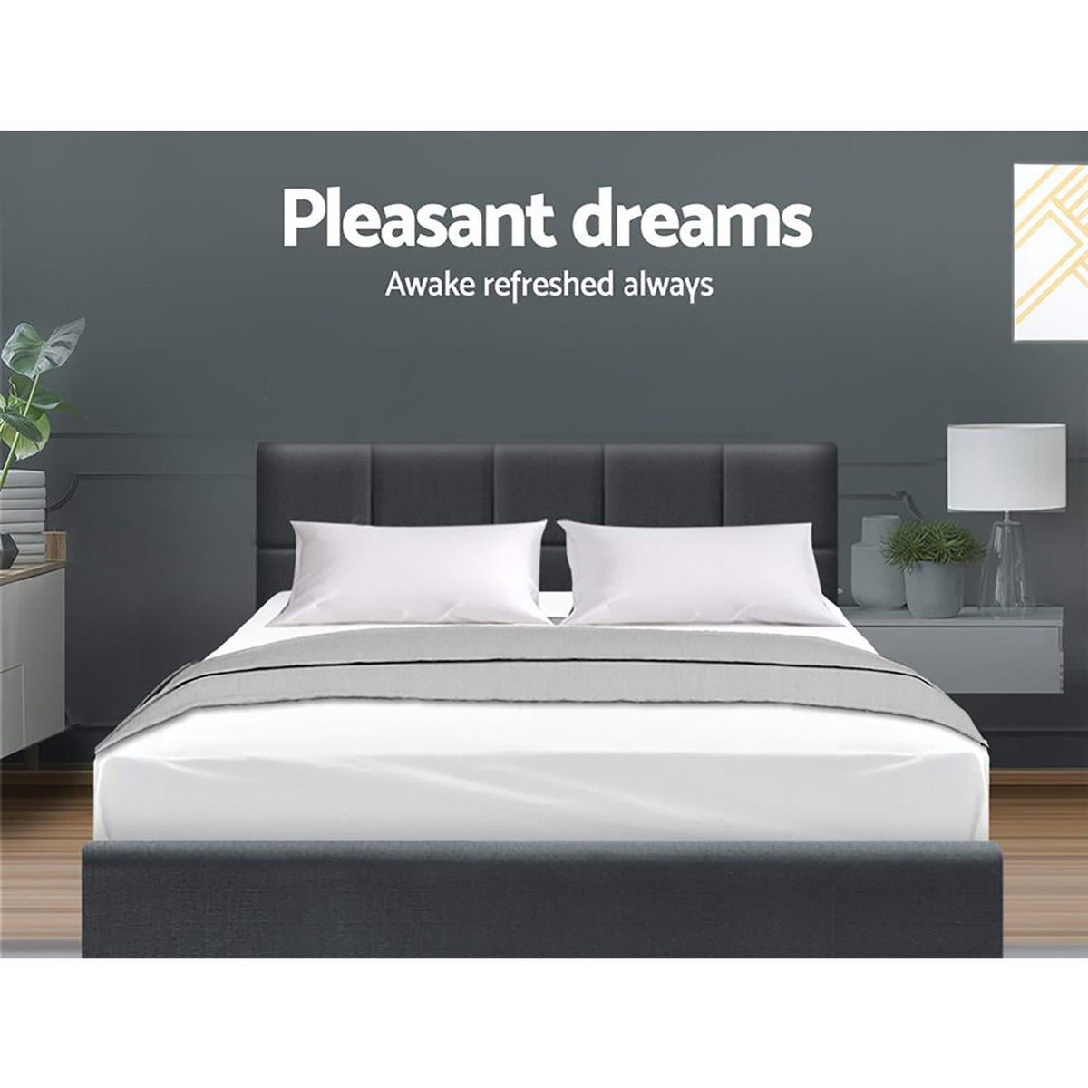 TWSC Bed Frame Double Size Charcoal TINO
