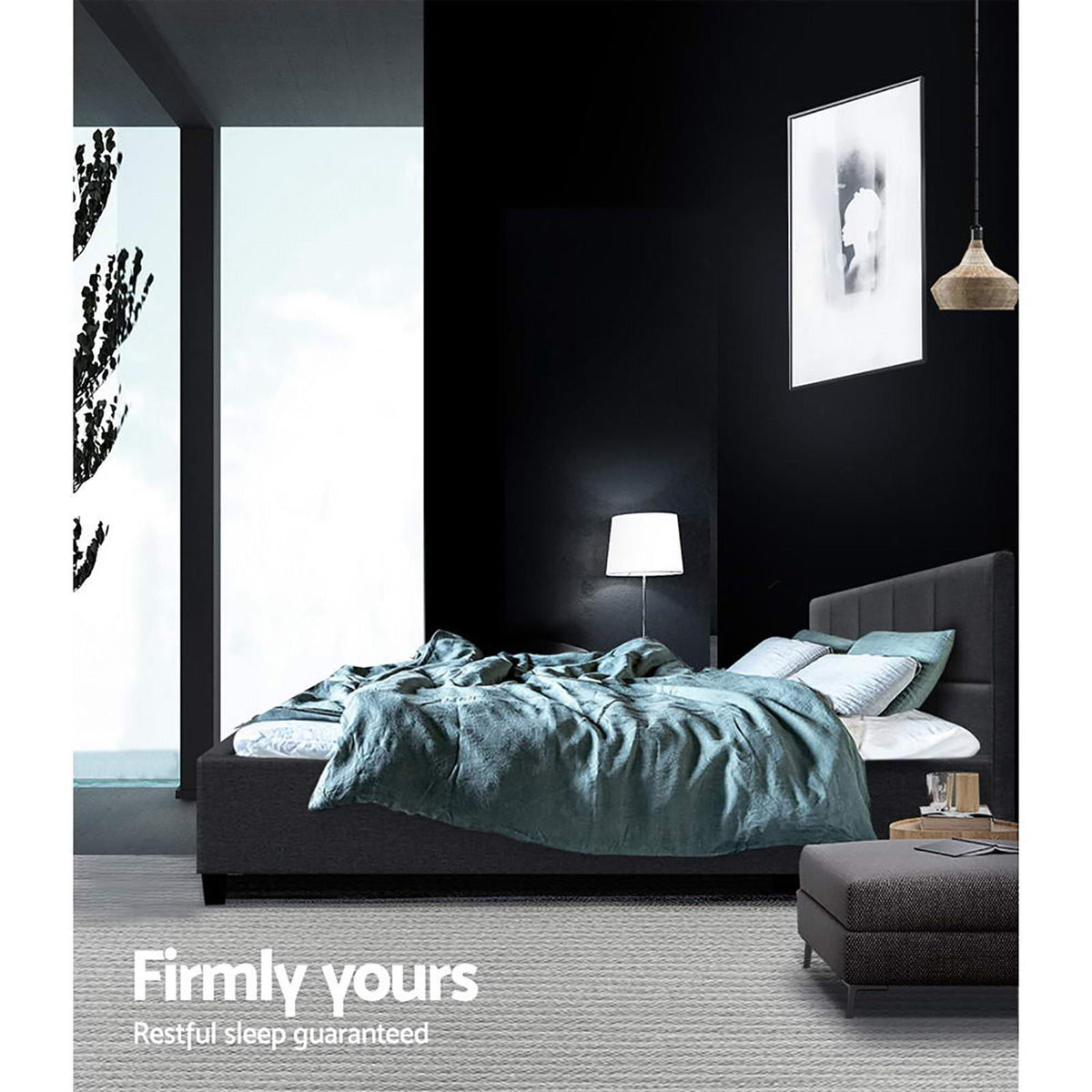 TWSC Bed Frame Double Size Charcoal TINO