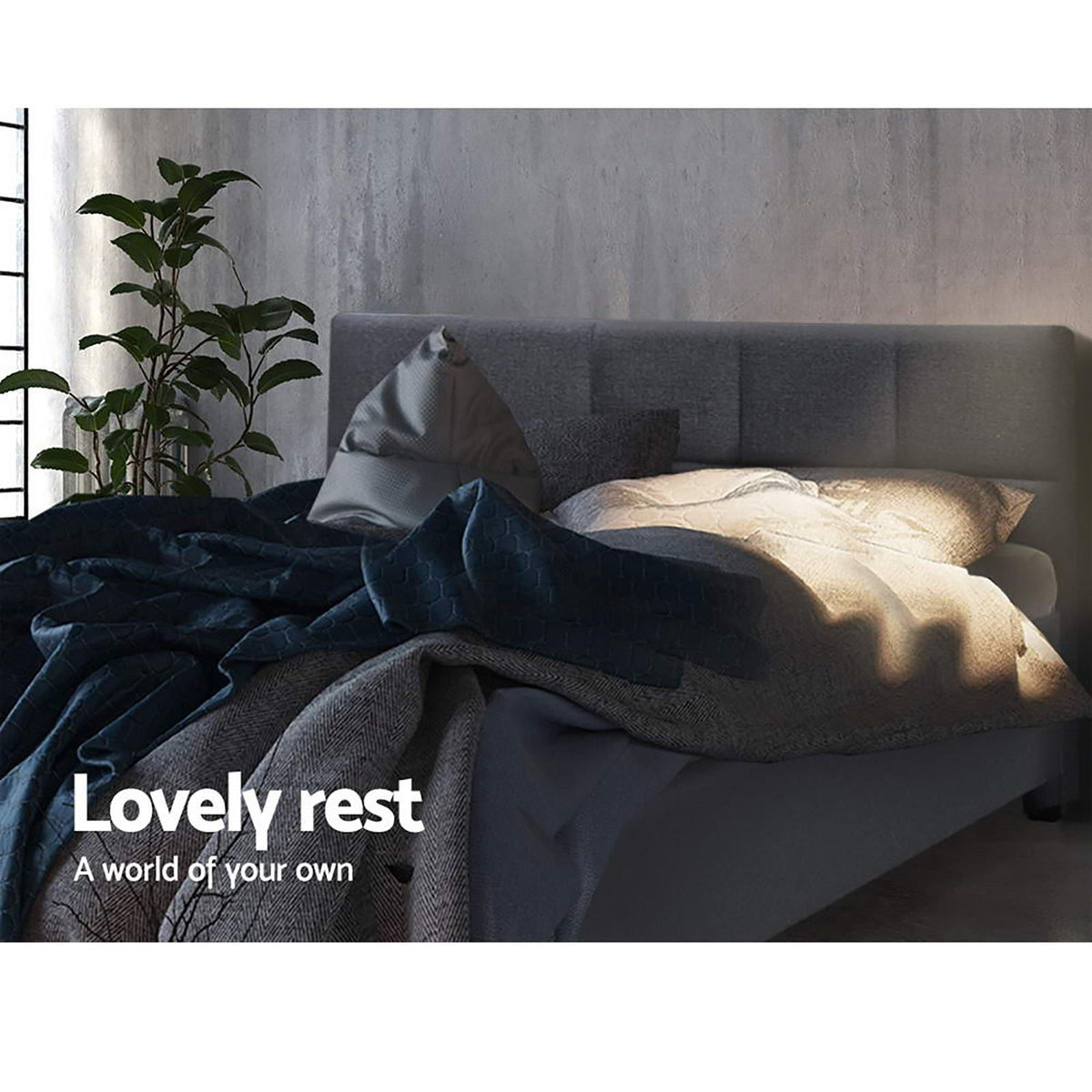 TWSC Bed Frame Double Size Charcoal TINO