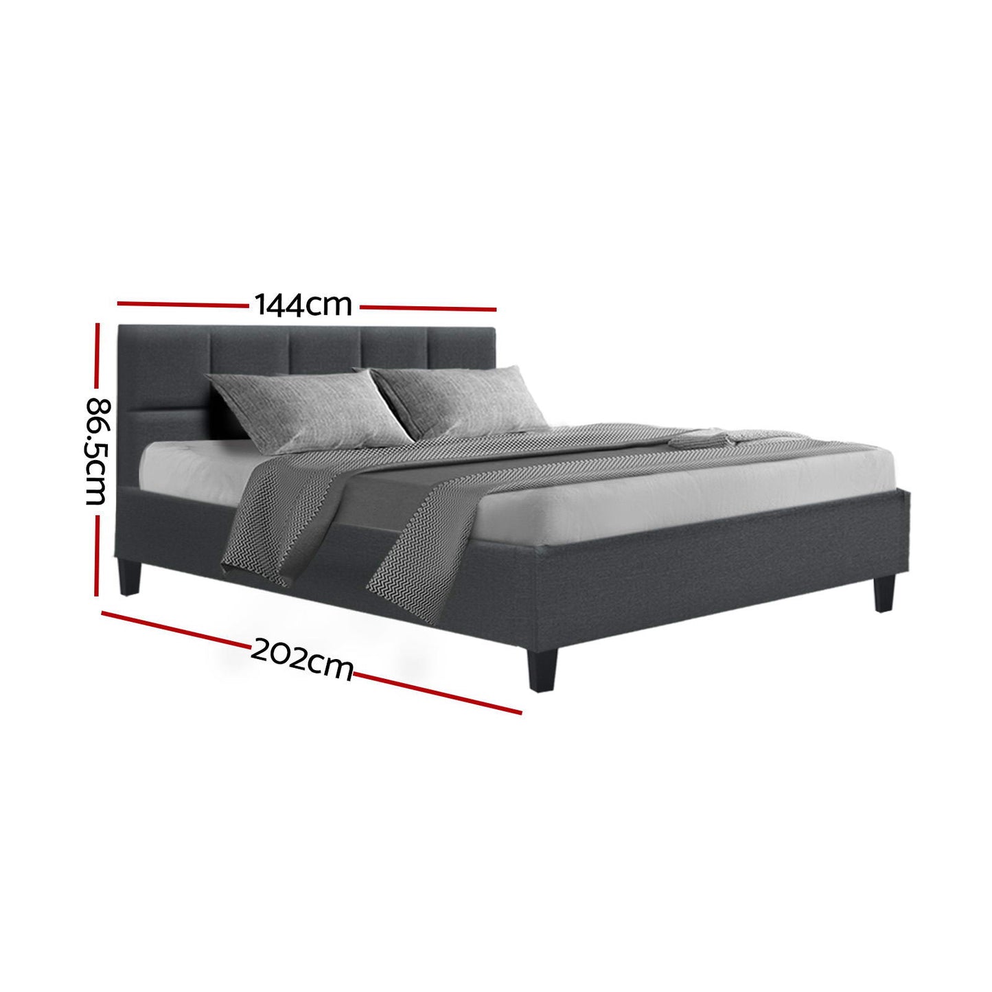 TWSC Bed Frame Double Size Charcoal TINO