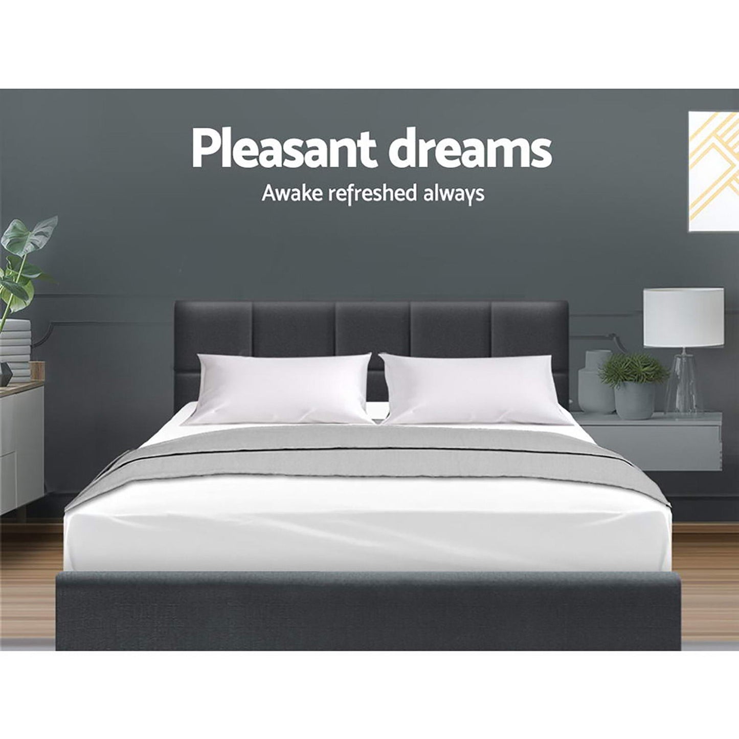 TWSC Bed Frame Double Size Charcoal TINO