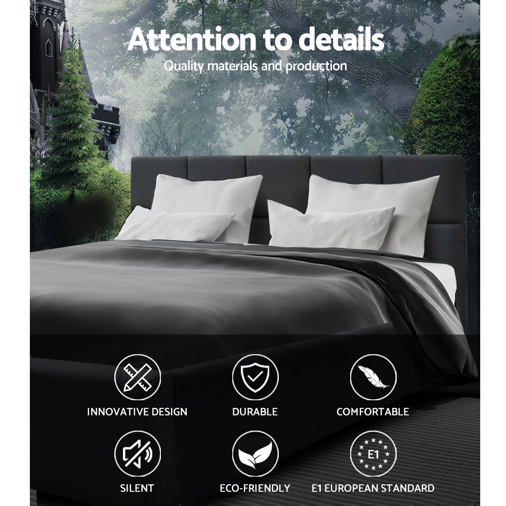 TWSC Bed Frame Queen Size Charcoal TINO