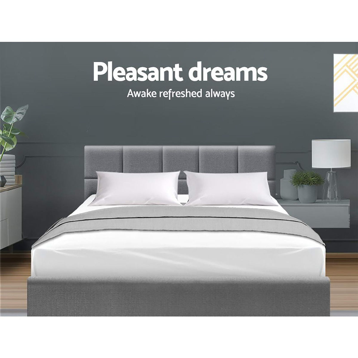 TWSC Bed Frame Queen Size Grey TINO