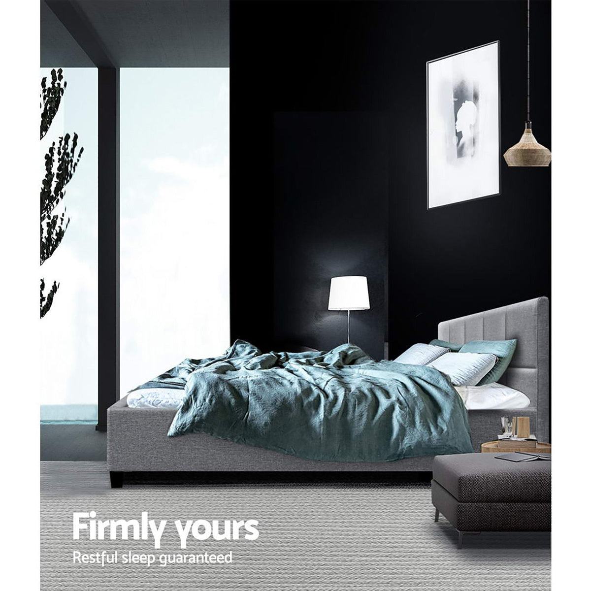 TWSC Bed Frame Queen Size Grey TINO