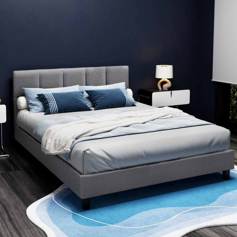 TWSC Bed Frame Queen Size Grey TINO