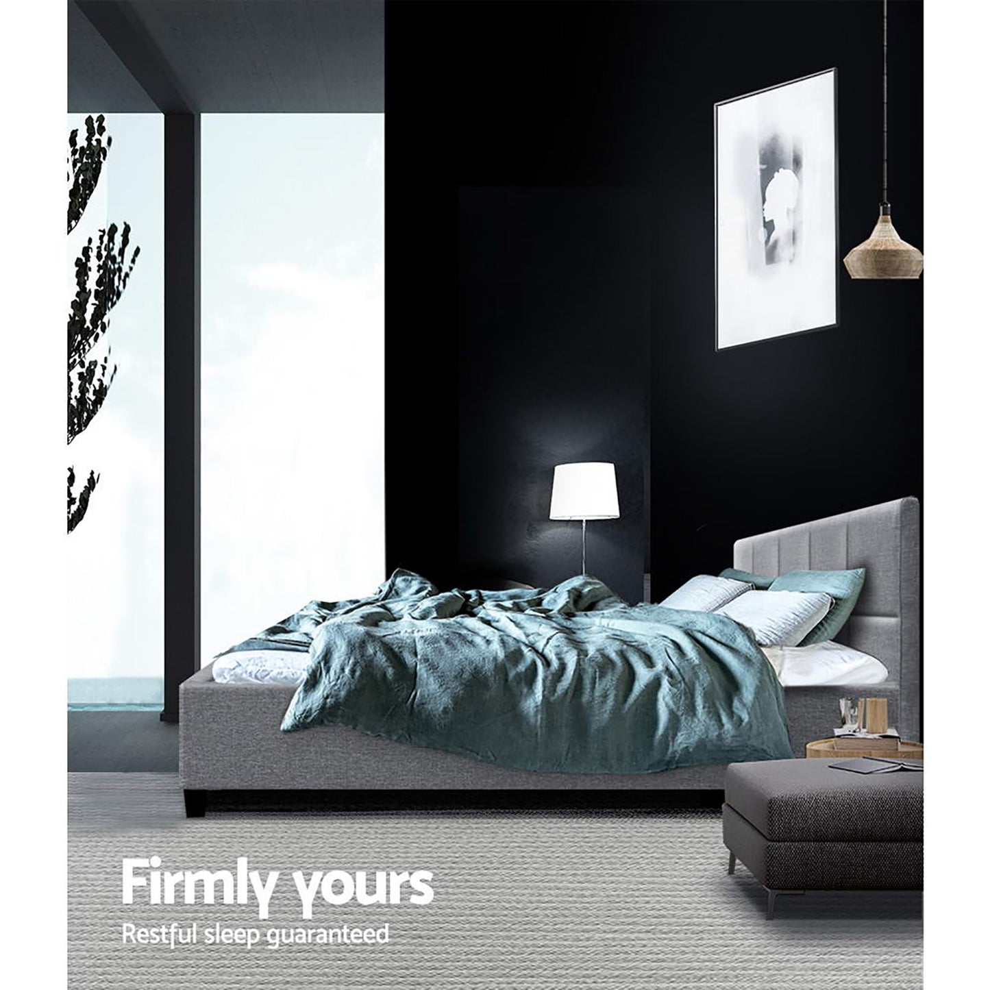 TWSC Bed Frame Queen Size Grey TINO