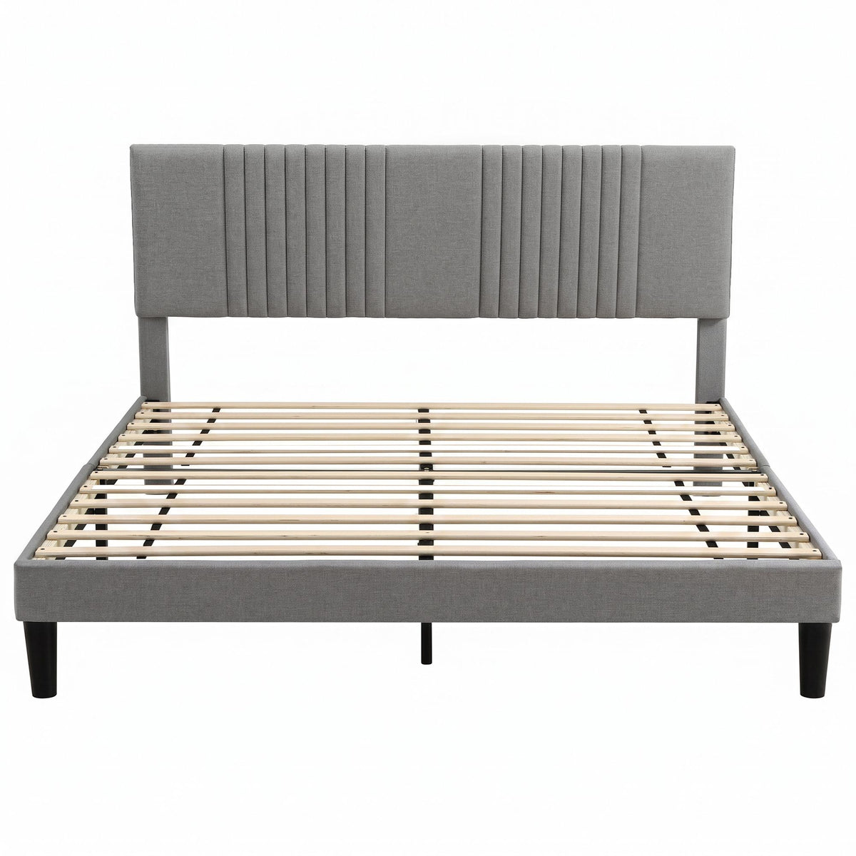 TWSC King Bed Frame with Adjustable Headboard, Grey, 300kg Capacity
