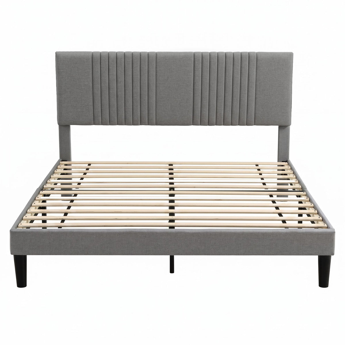 TWSC Queen Bed Frame with Adjustable Headboard, Grey, 300kg Capacity