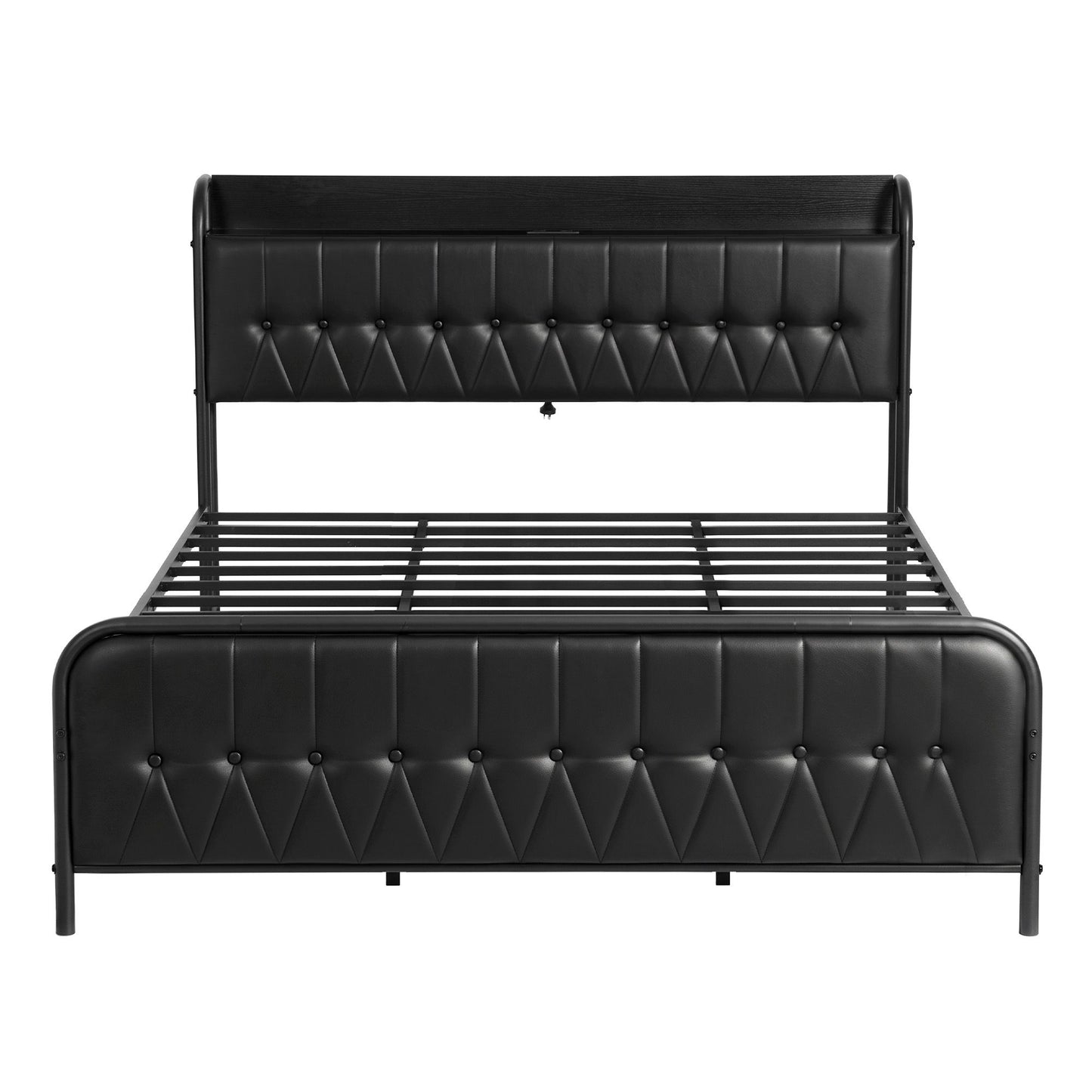 King Bed Frame with Storage Headboard and SAA Certified Charging Station