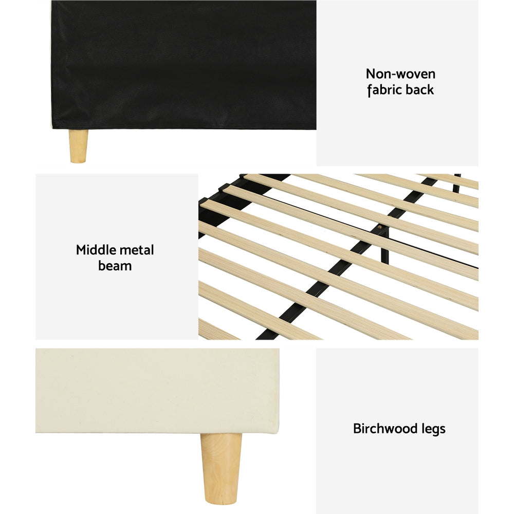 Artiss Bed Frame Velvet Cream ELLA